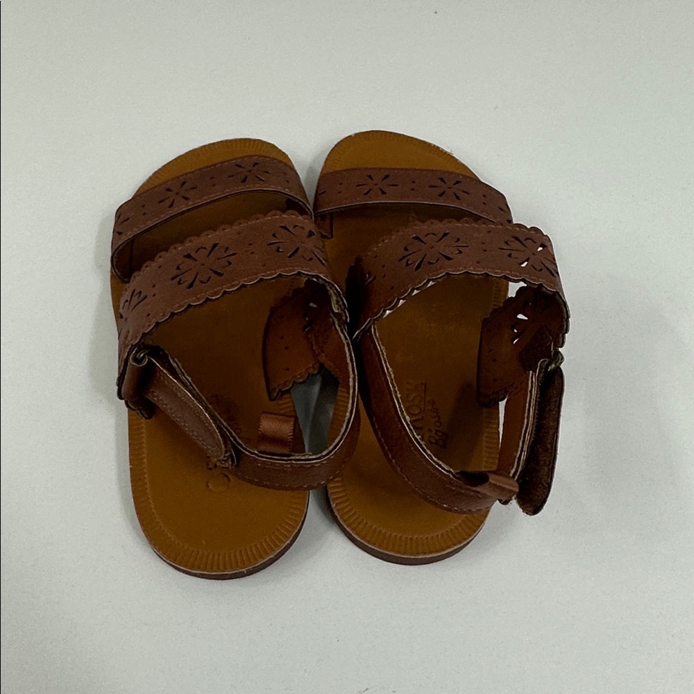 OshKoshBGosh Brown Kids Sandals with Velcro Girls size 10M summer beach stylish - Picture 6 of 11
